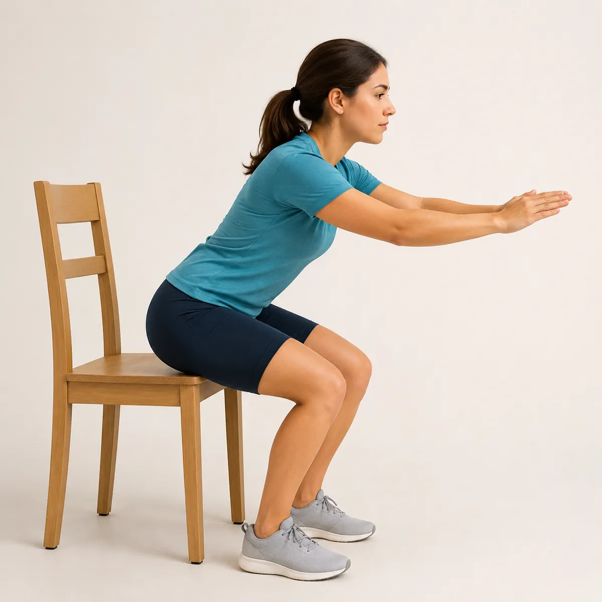 Sentadillas suaves apoyadas en silla