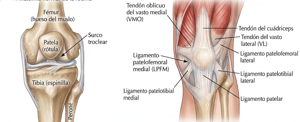 Anatomía de la rótula y su relación con la tróclea femoral