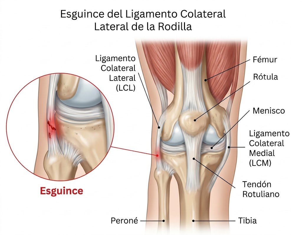 Zona lateral de la rodilla afectada en la lesión del ligamento colateral lateral