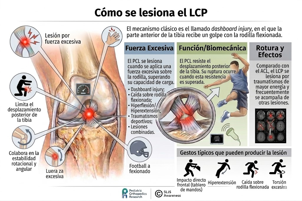 Mecanismo de lesión del ligamento cruzado posterior