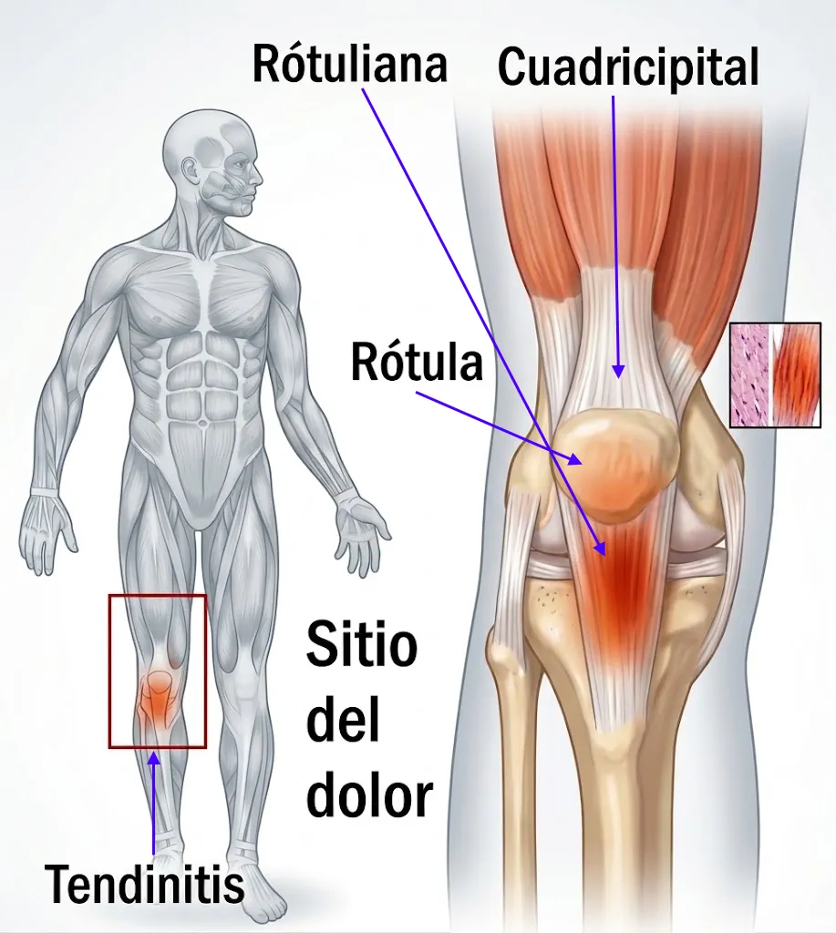 Localización del dolor en tendinopatía rotuliana