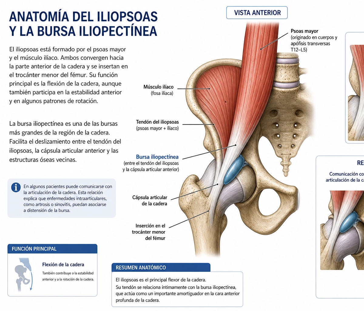 Anatomía del músculo iliopsoas y su relación con la cadera