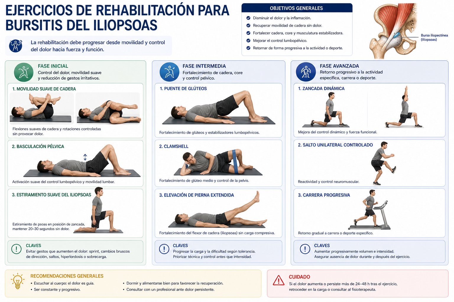 Ejercicios de rehabilitación para bursitis del iliopsoas