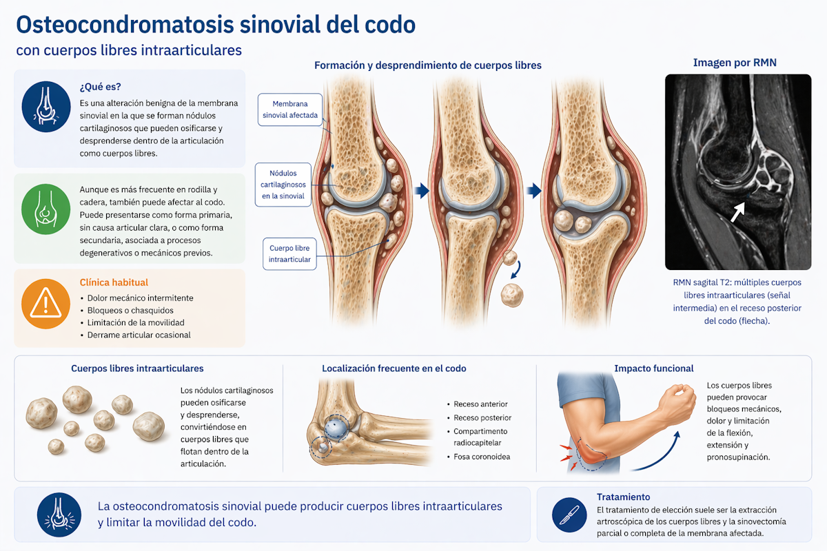 Osteocondromatosis sinovial del codo con cuerpos libres intraarticulares