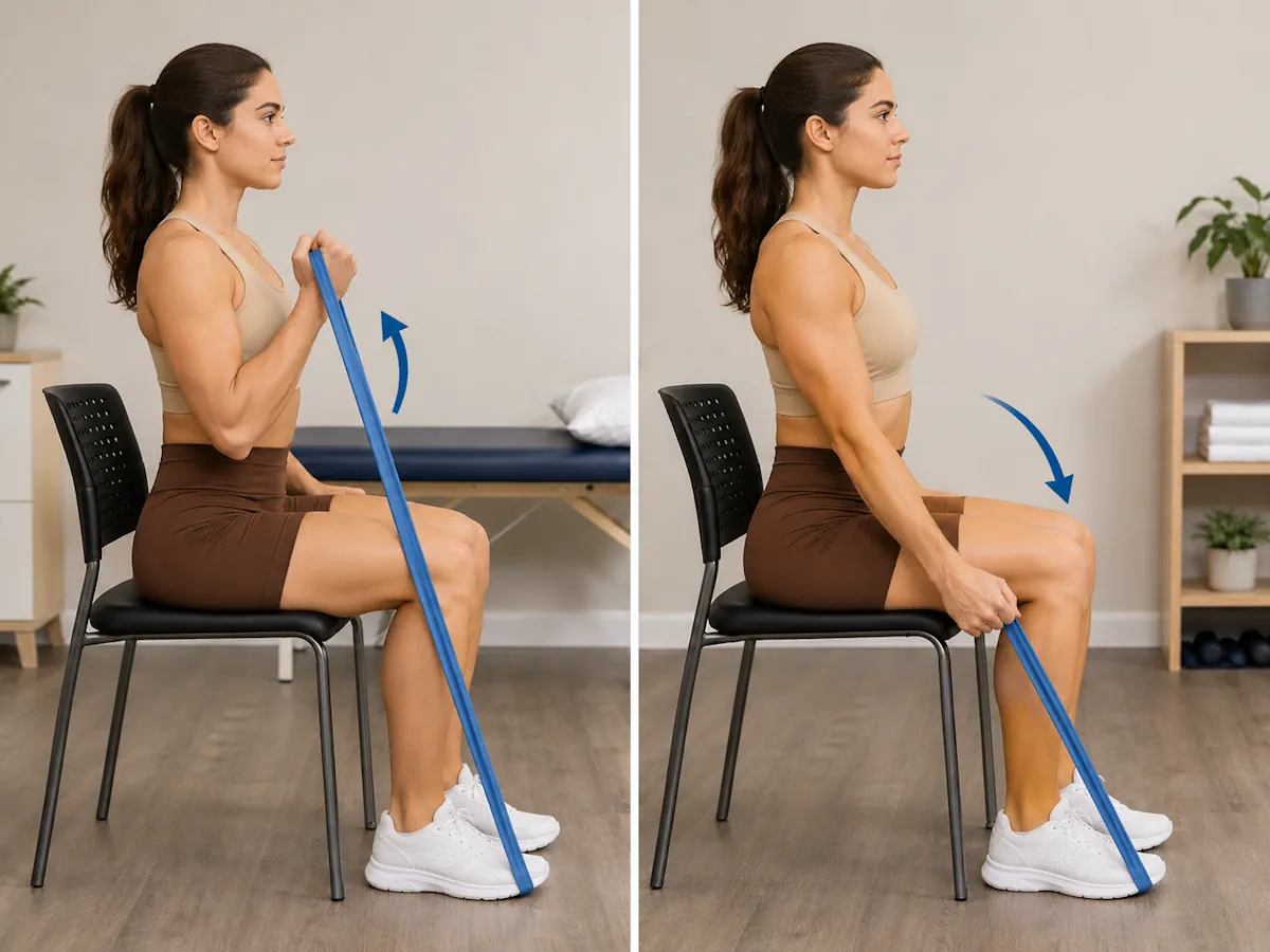 Flexión y extensión con banda elástica