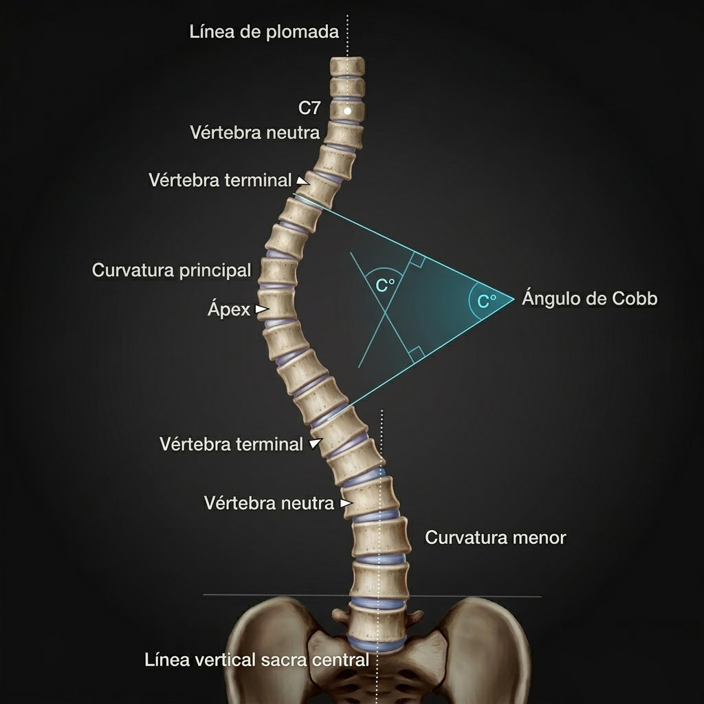 Medición del ángulo de Cobb en una radiografía de columna