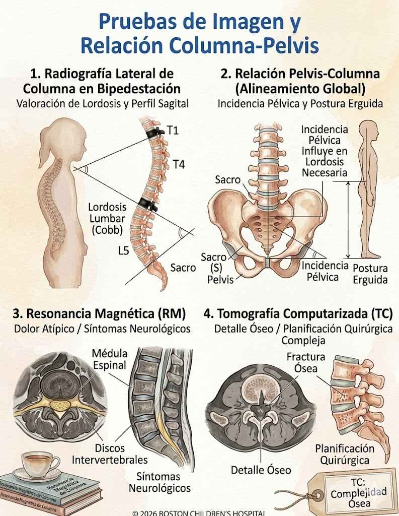 Medición del ángulo de lordosis lumbar en una radiografía lateral de columna