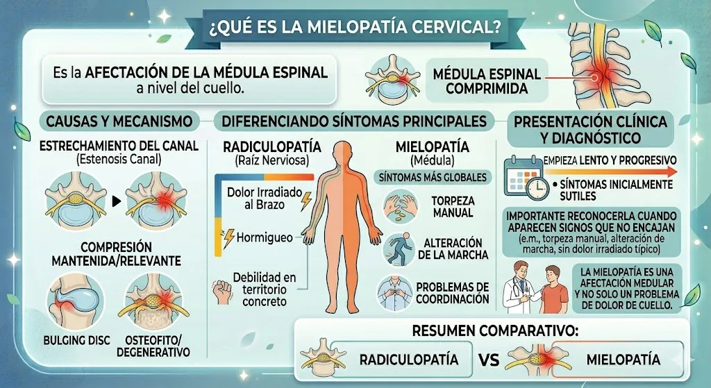 Dolor y afectación cervical por mielopatía cervical