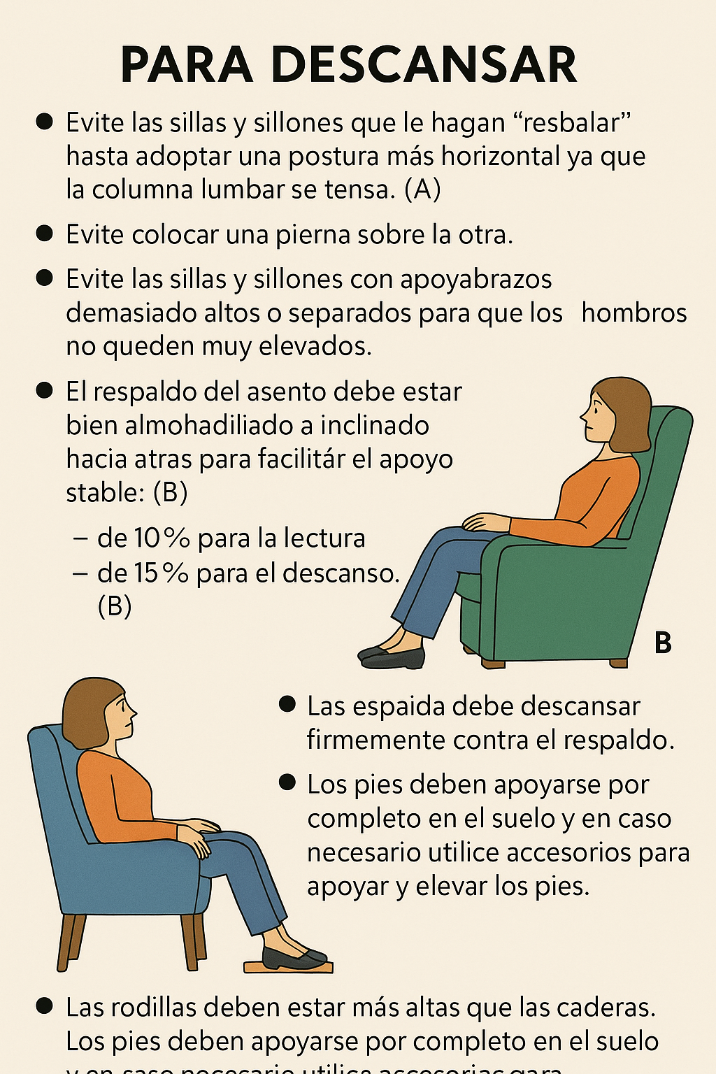 Postura correcta al sentarse en el sofá