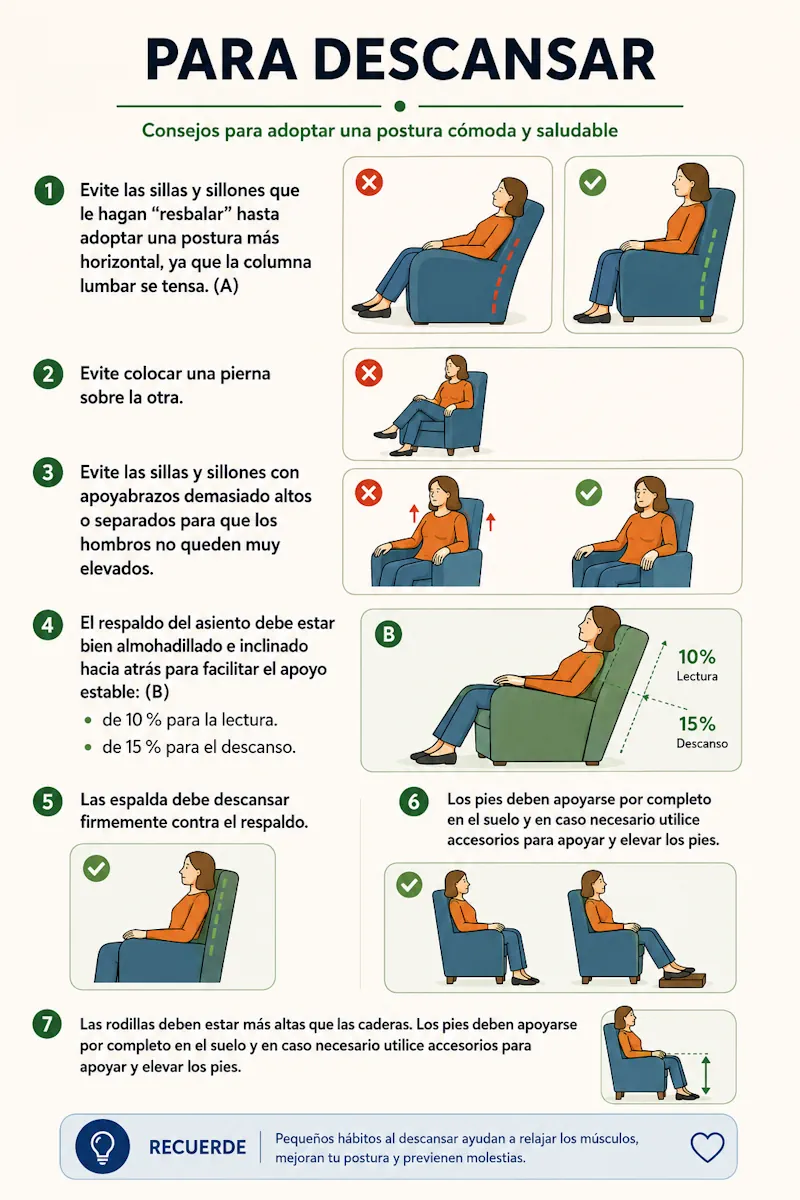 Postura correcta al sentarse en el sofá