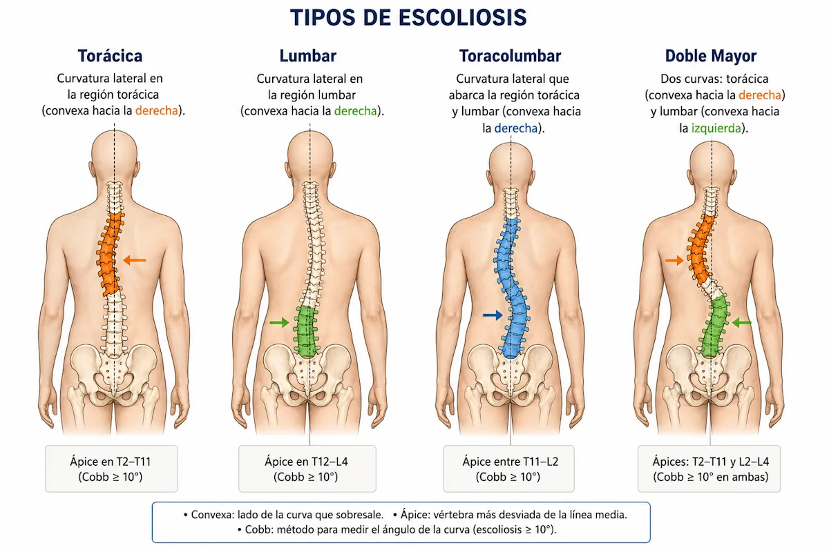 Esquema general de deformidades de la columna vertebral