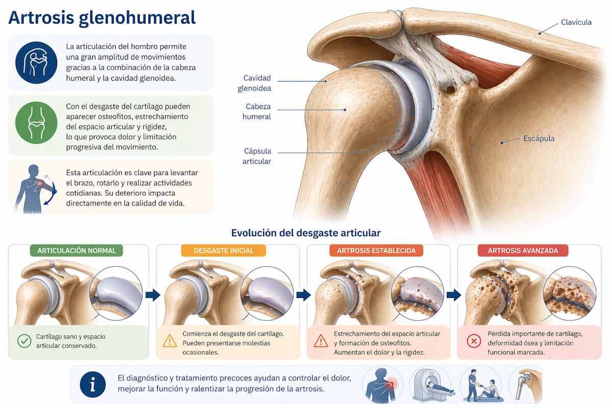Esquema de la artrosis glenohumeral del hombro