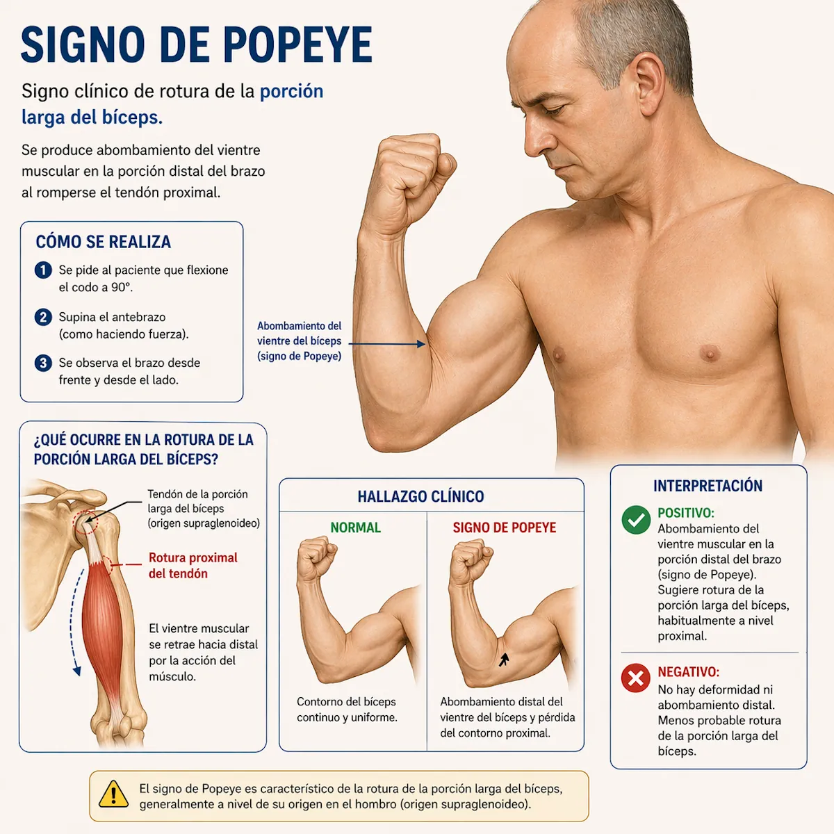 Signo de Popeye en rotura del bíceps
