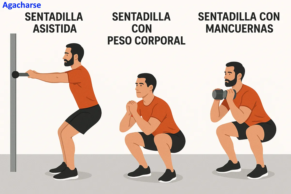 Sentadilla adaptada para entrenamiento de miembros inferiores