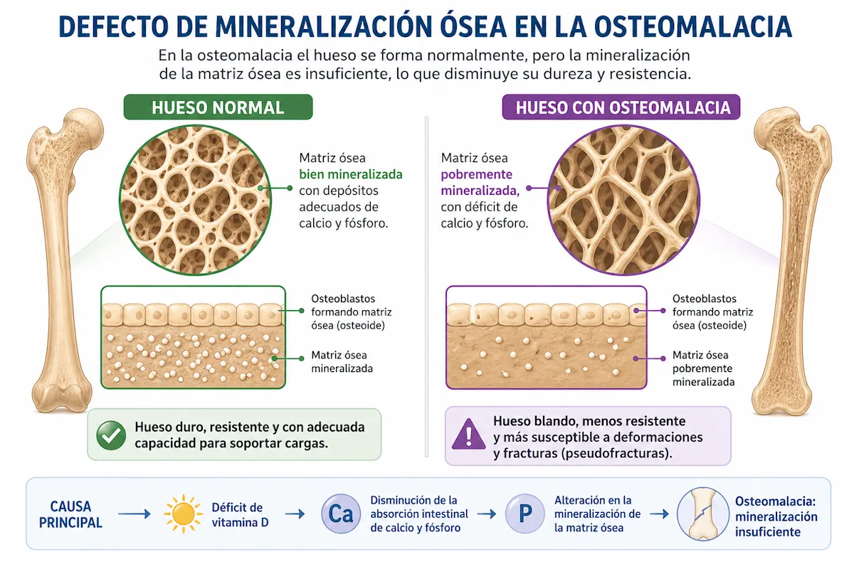 Defecto de mineralización ósea en la osteomalacia