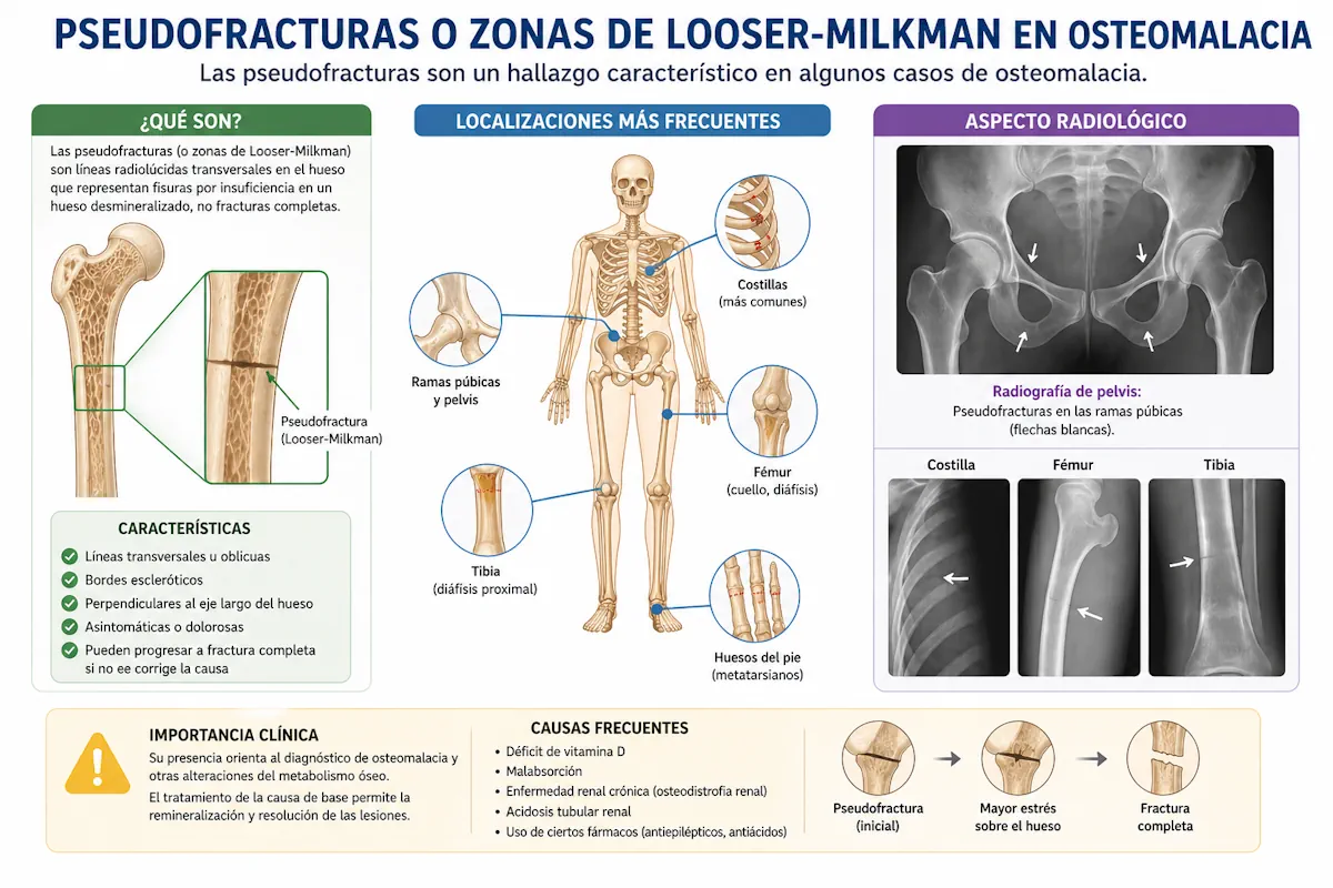 Pseudofracturas o zonas de Looser-Milkman en osteomalacia
