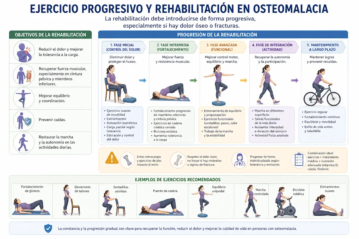Ejercicio progresivo y rehabilitación en osteomalacia