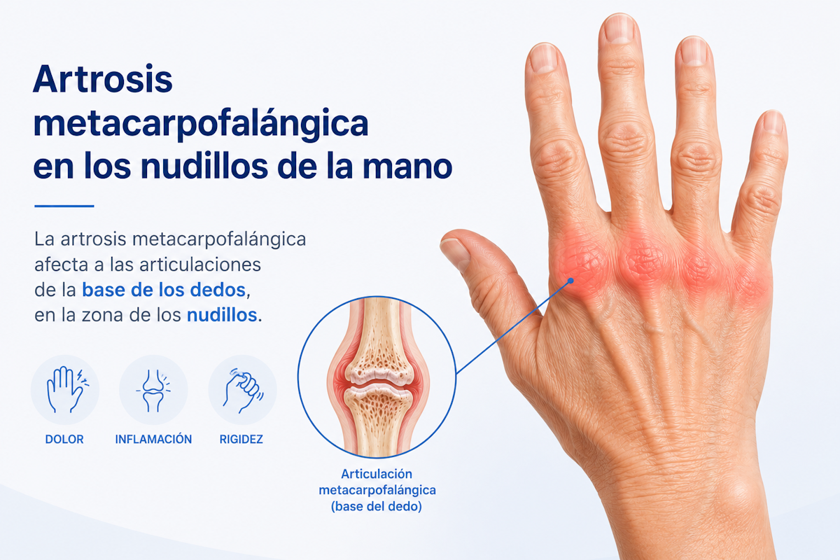 Artrosis metacarpofalángica en los nudillos de la mano