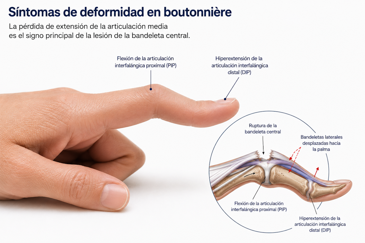 Síntomas de deformidad en boutonnière