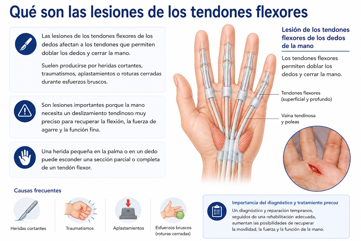 Lesión de los tendones flexores de los dedos de la mano