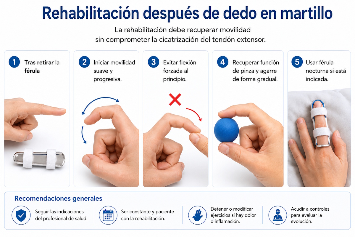 Rehabilitación después de dedo en martillo