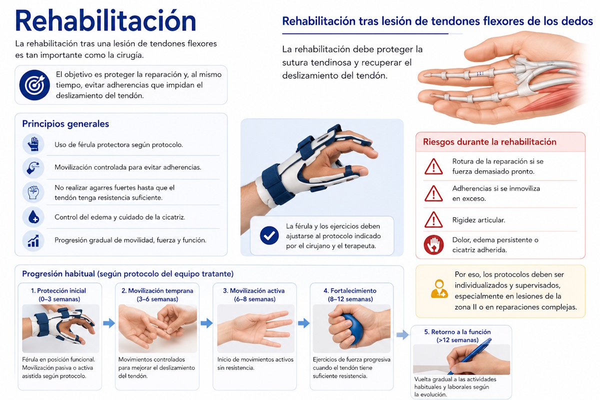 Rehabilitación tras lesión de tendones flexores de los dedos