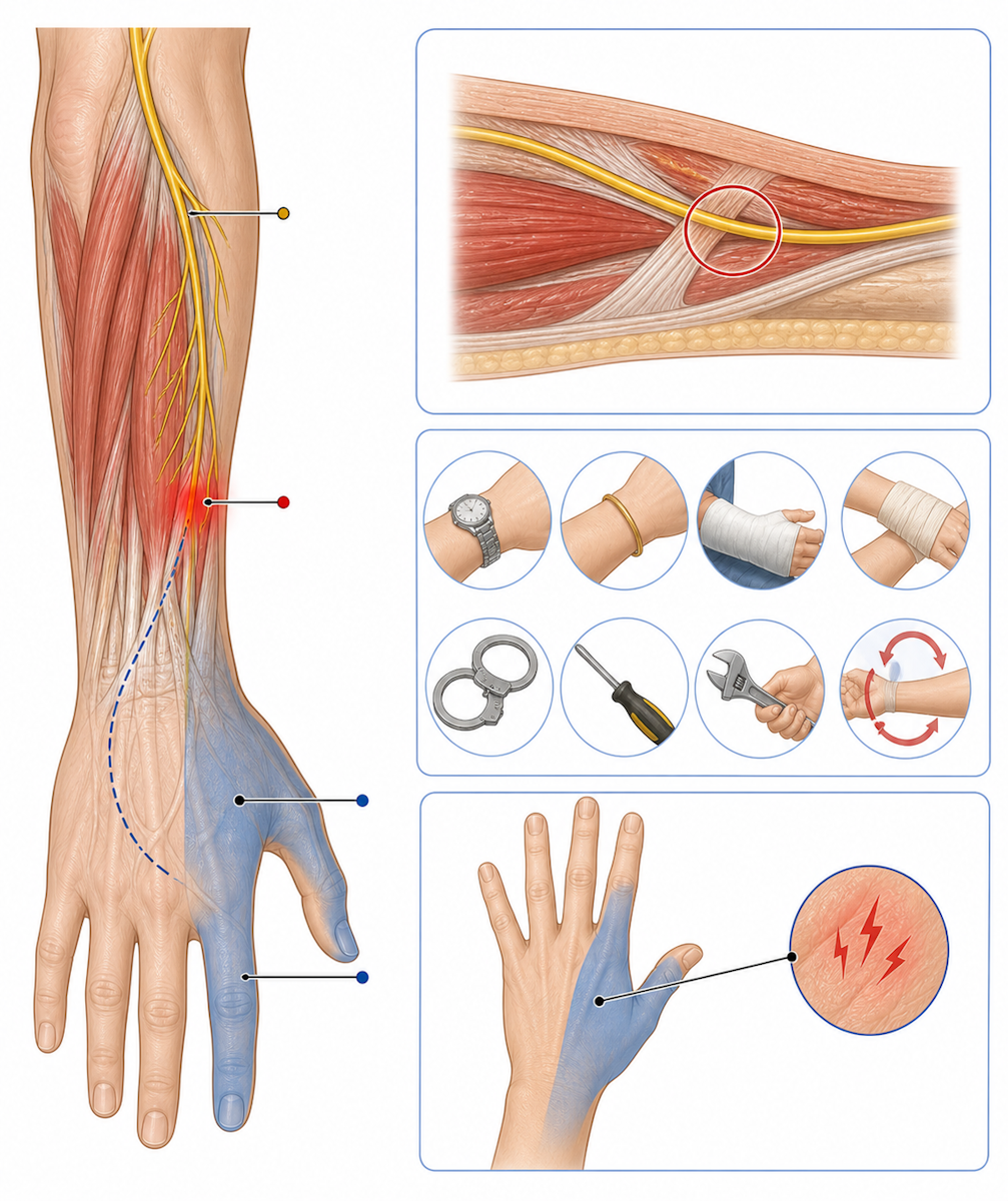 Atrapamiento del nervio radial superficial en la muñeca y antebrazo distal
