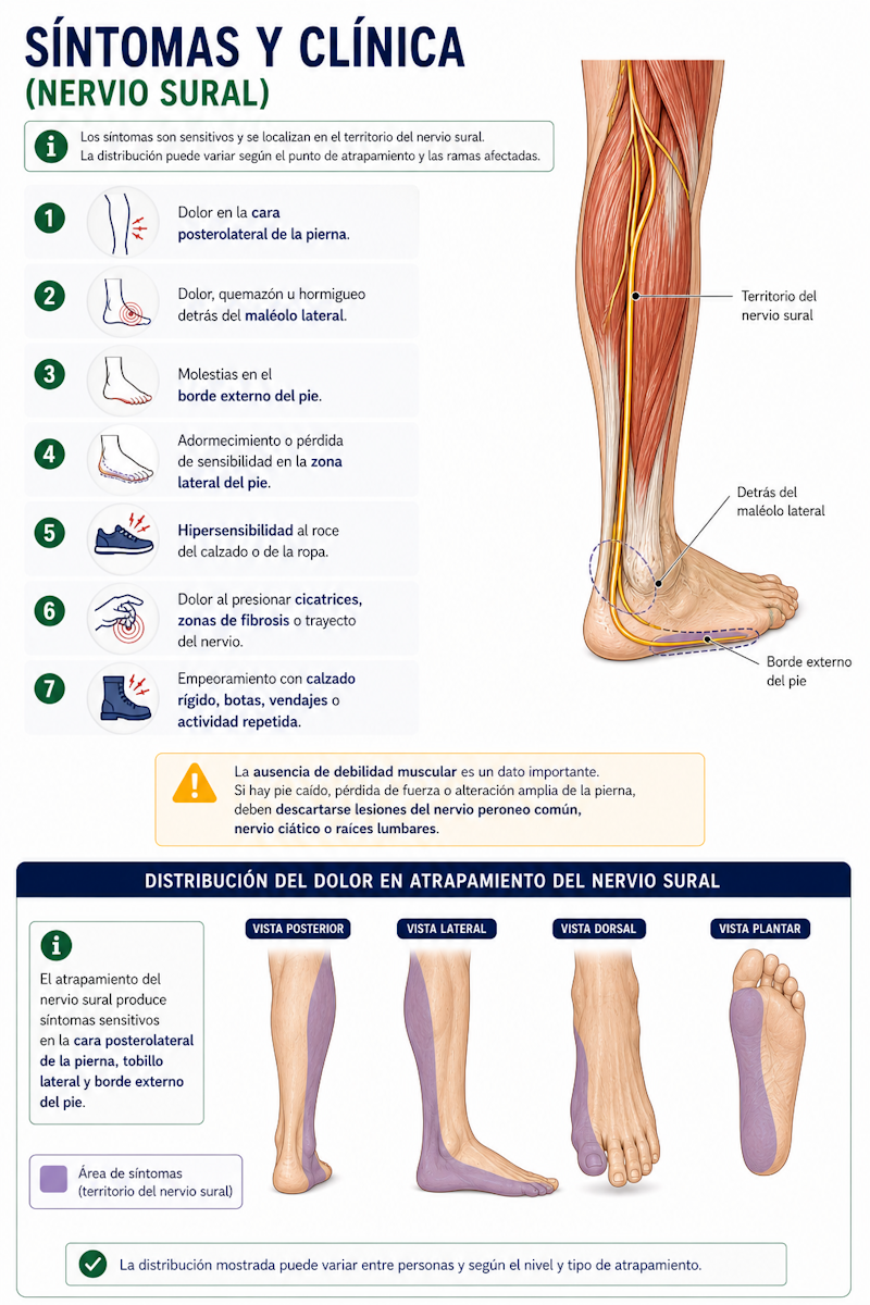 Distribución del dolor en atrapamiento del nervio sural