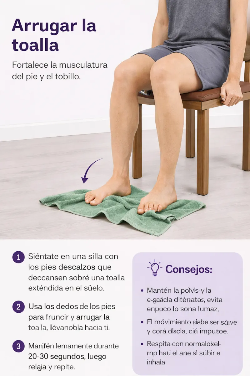 Ejercicio de arrugar la toalla con los dedos