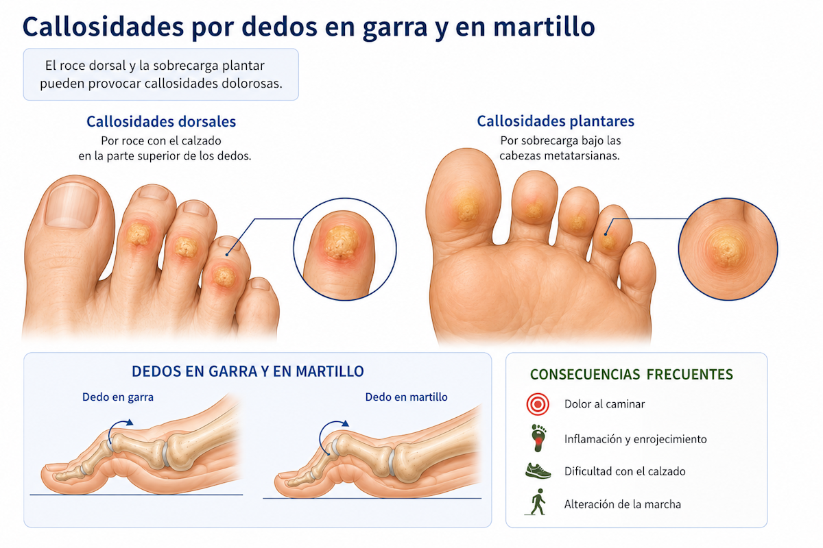 Callosidades por dedos en garra y en martillo