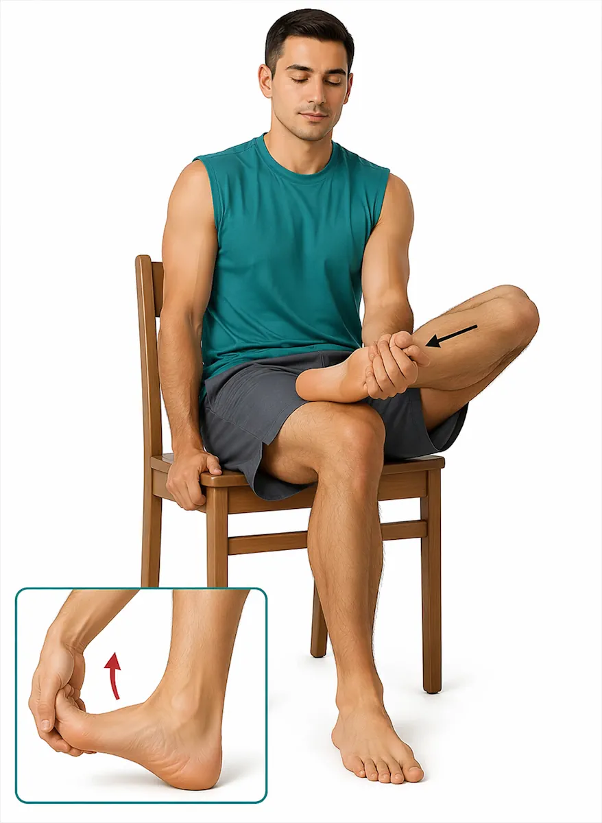 Masaje de fascia plantar con dorsiflexión de dedos