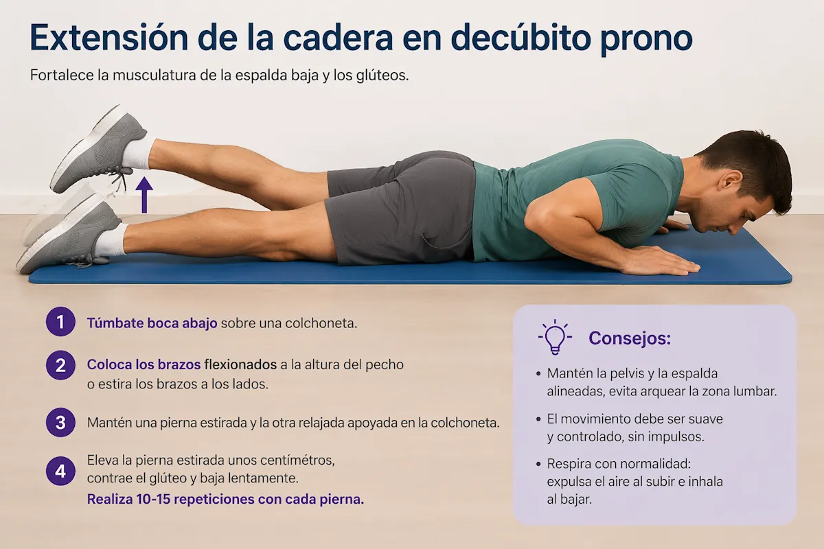 Extensión de cadera en decúbito prono