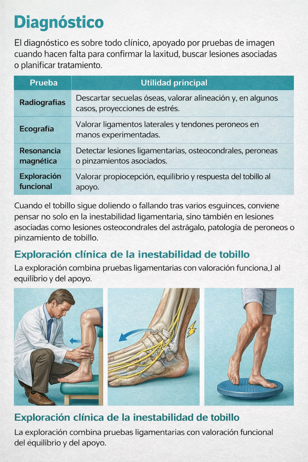 Exploración clínica de la inestabilidad de tobillo