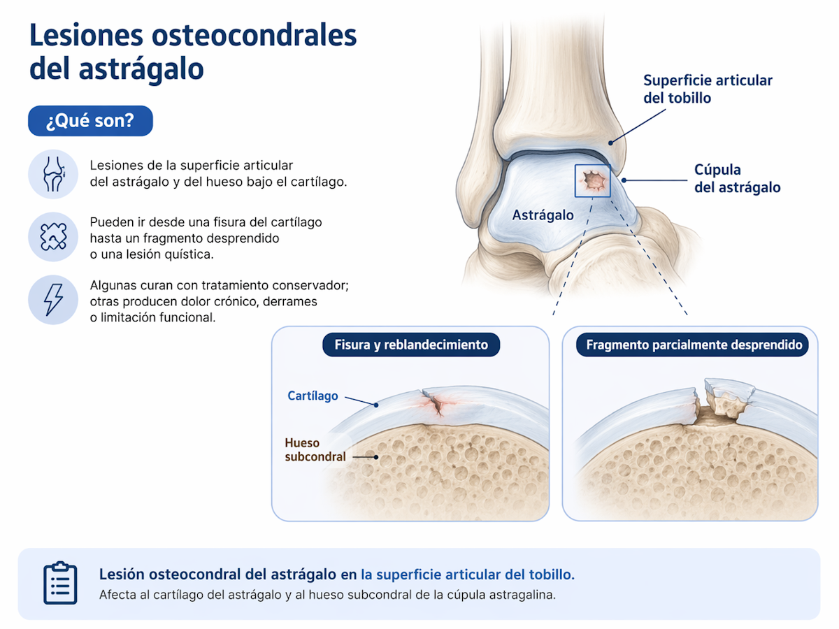 Lesión osteocondral del astrágalo en la superficie articular del tobillo