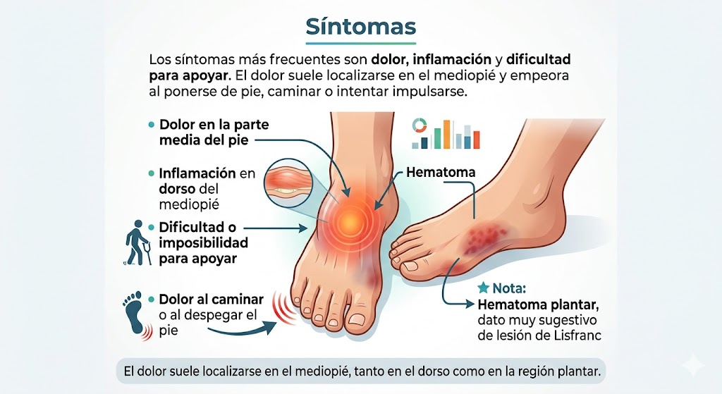 Localización del dolor en la lesión de Lisfranc