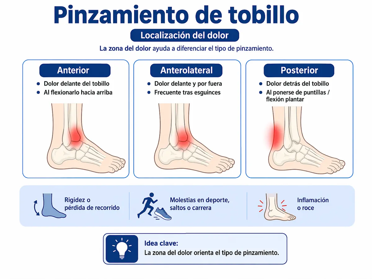Localización del dolor en el pinzamiento de tobillo