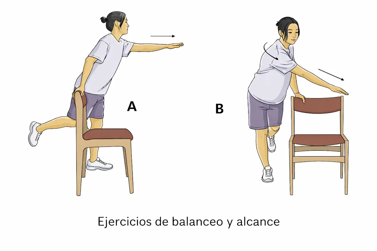 Ejercicio de alcance en apoyo monopodal
