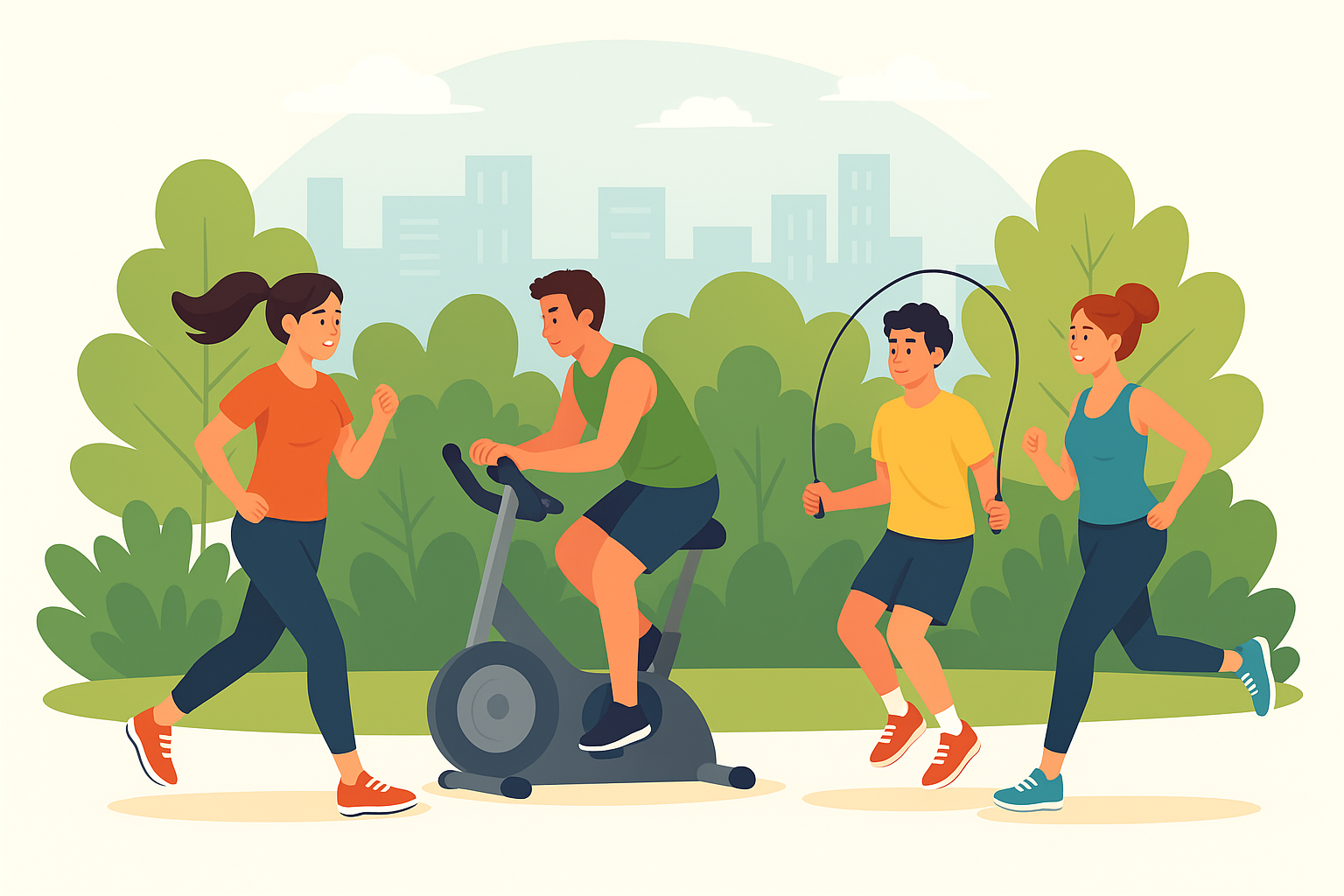 Personas haciendo distintos ejercicios de cardio