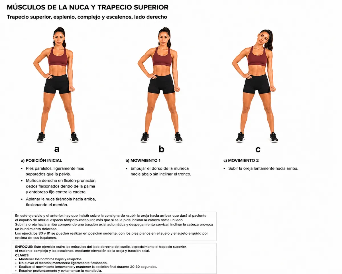 Estiramiento de trapecio superior y escalenos derechos