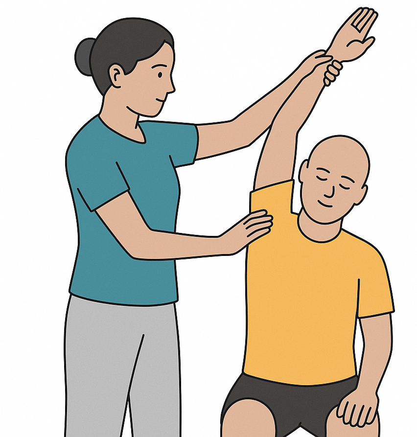 Estiramiento asistido con fisioterapeuta