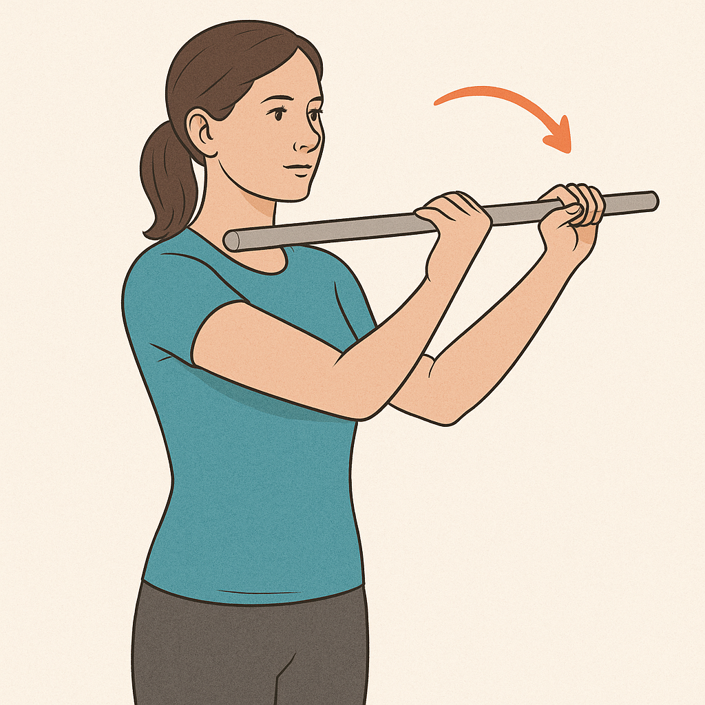 Ejercicio de autopostura con bastón para hombro
