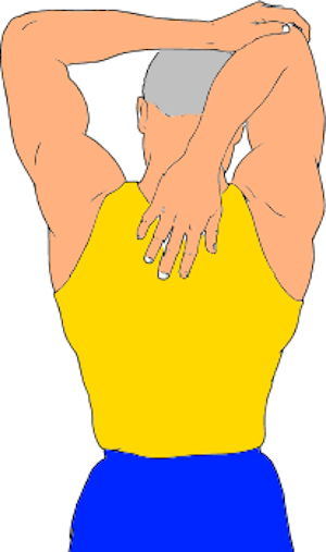 Estiramiento clásico del tríceps y deltoides posterior