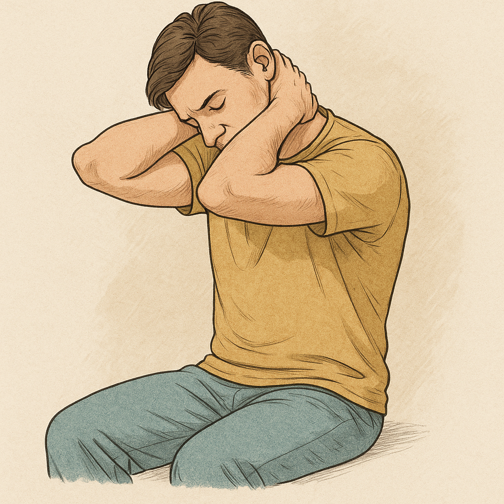 Estiramiento pasivo de cuello con brazos cruzados