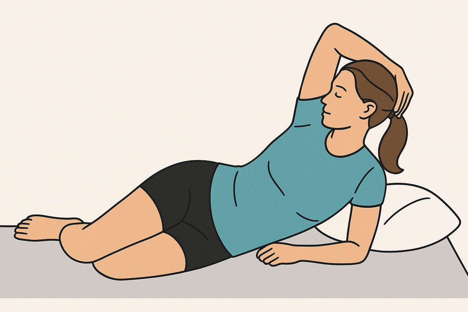 Estiramiento de tríceps en decúbito lateral