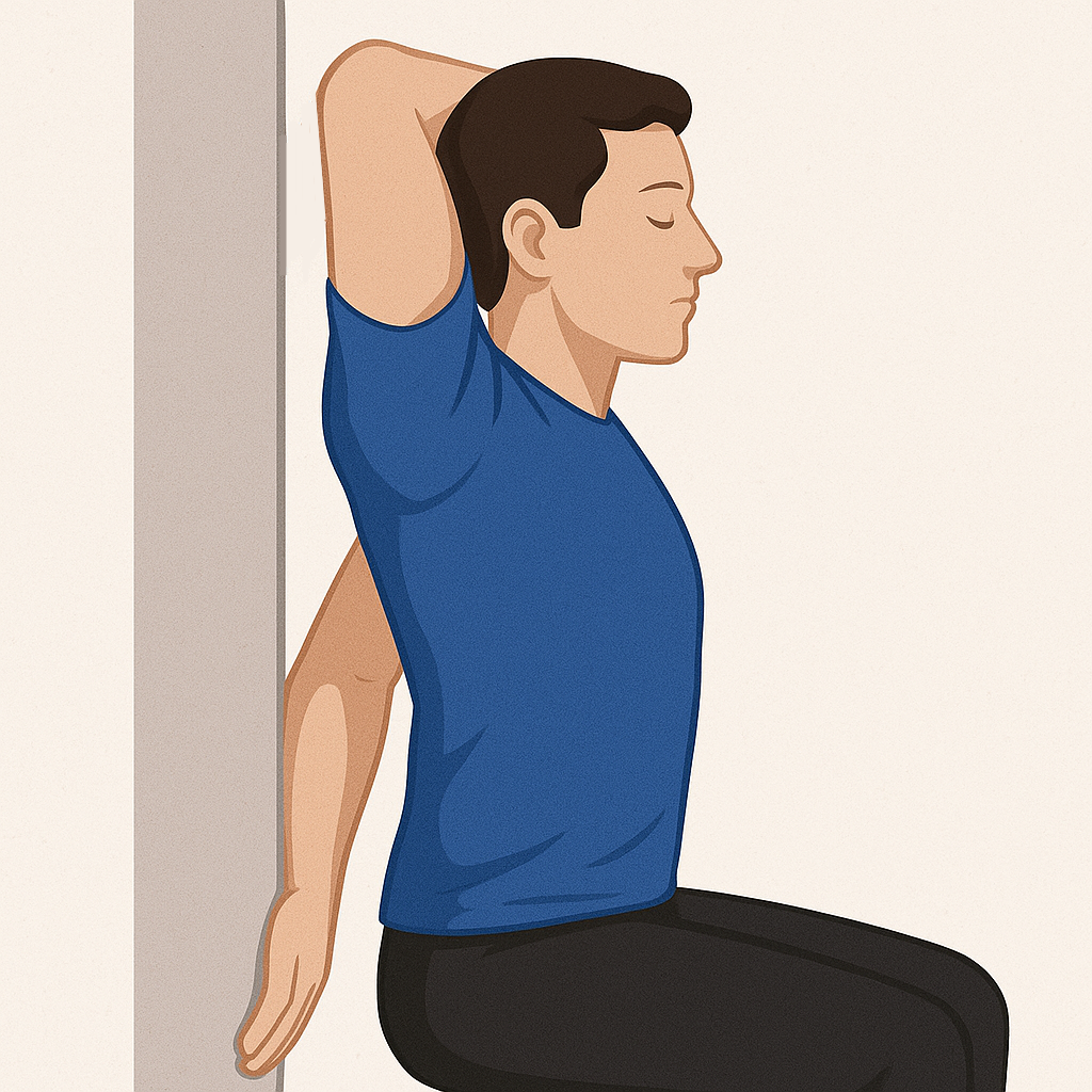 Estiramiento de tríceps apoyado en la pared