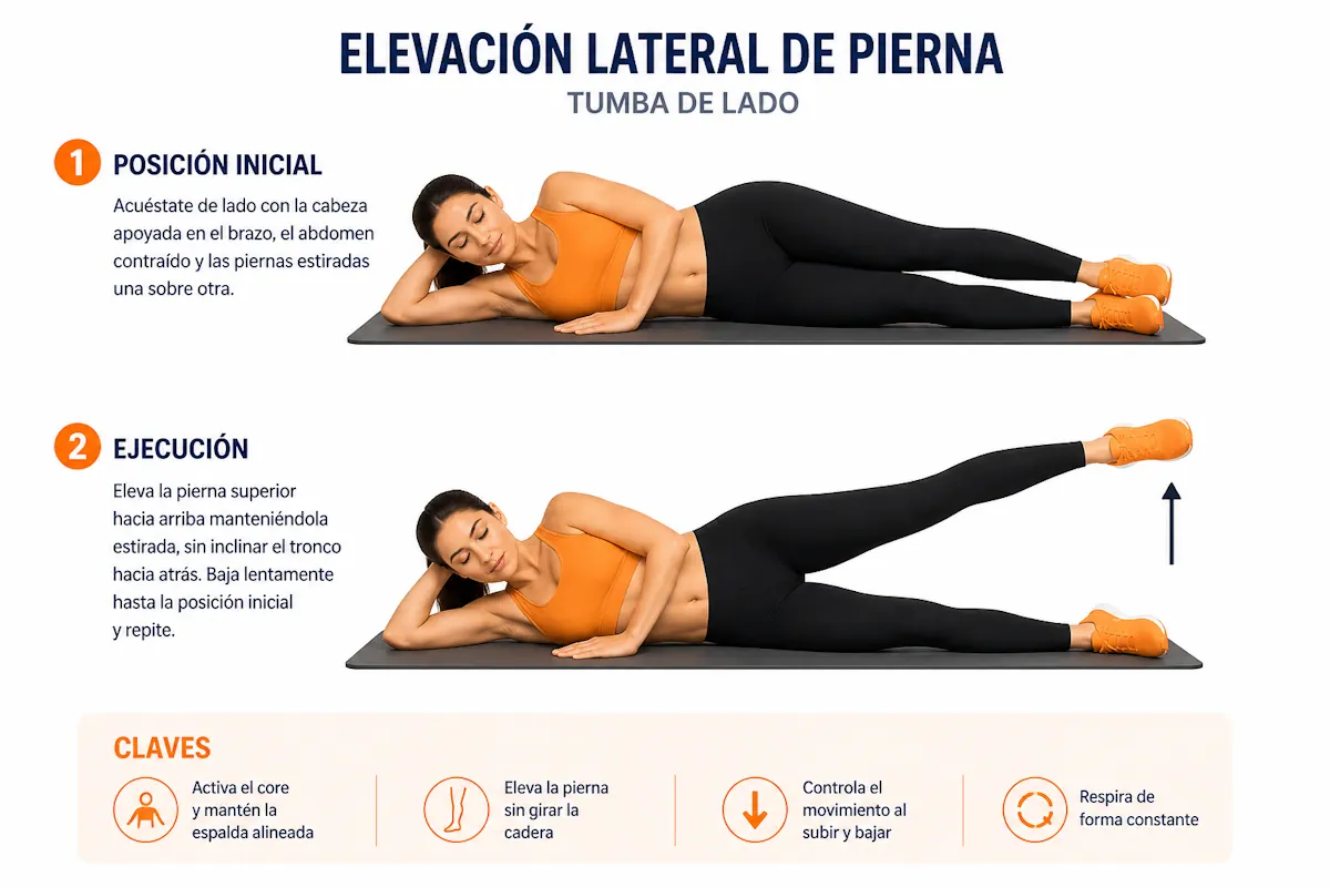 Abducción de cadera en decúbito lateral