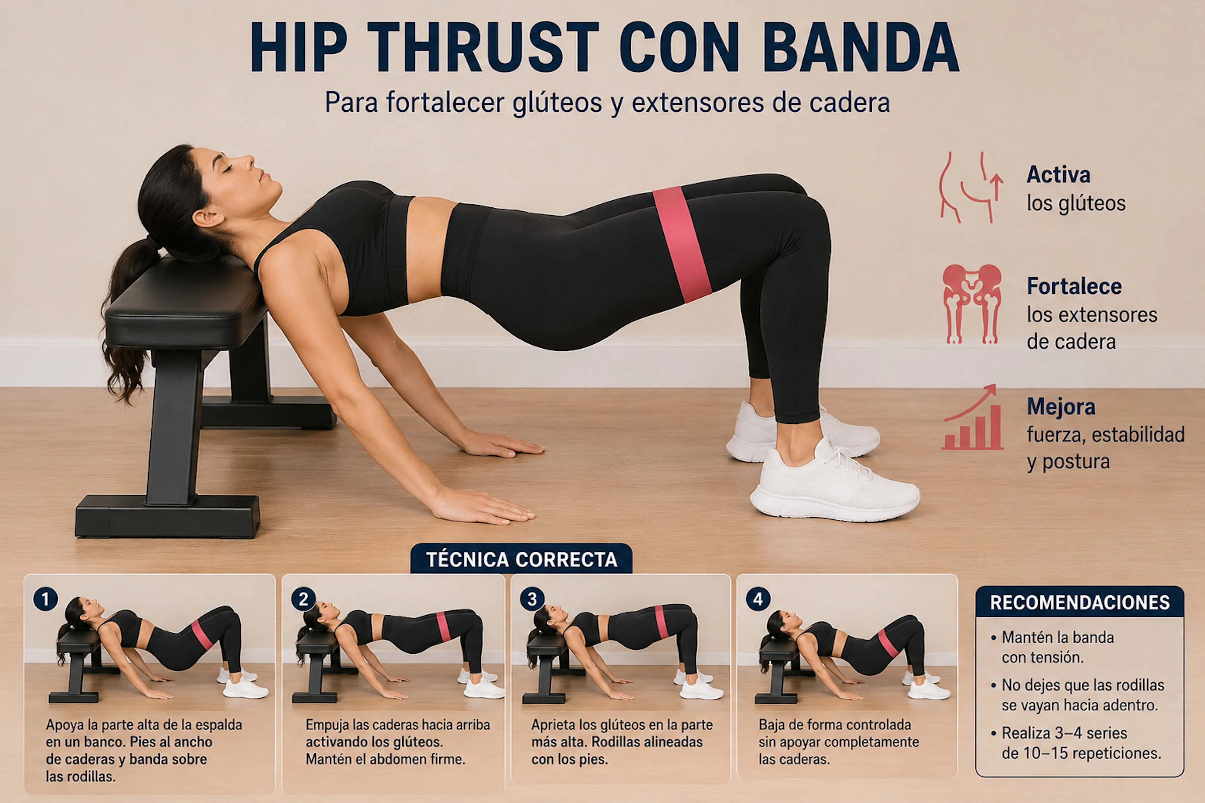 Hip thrust con banda elástica