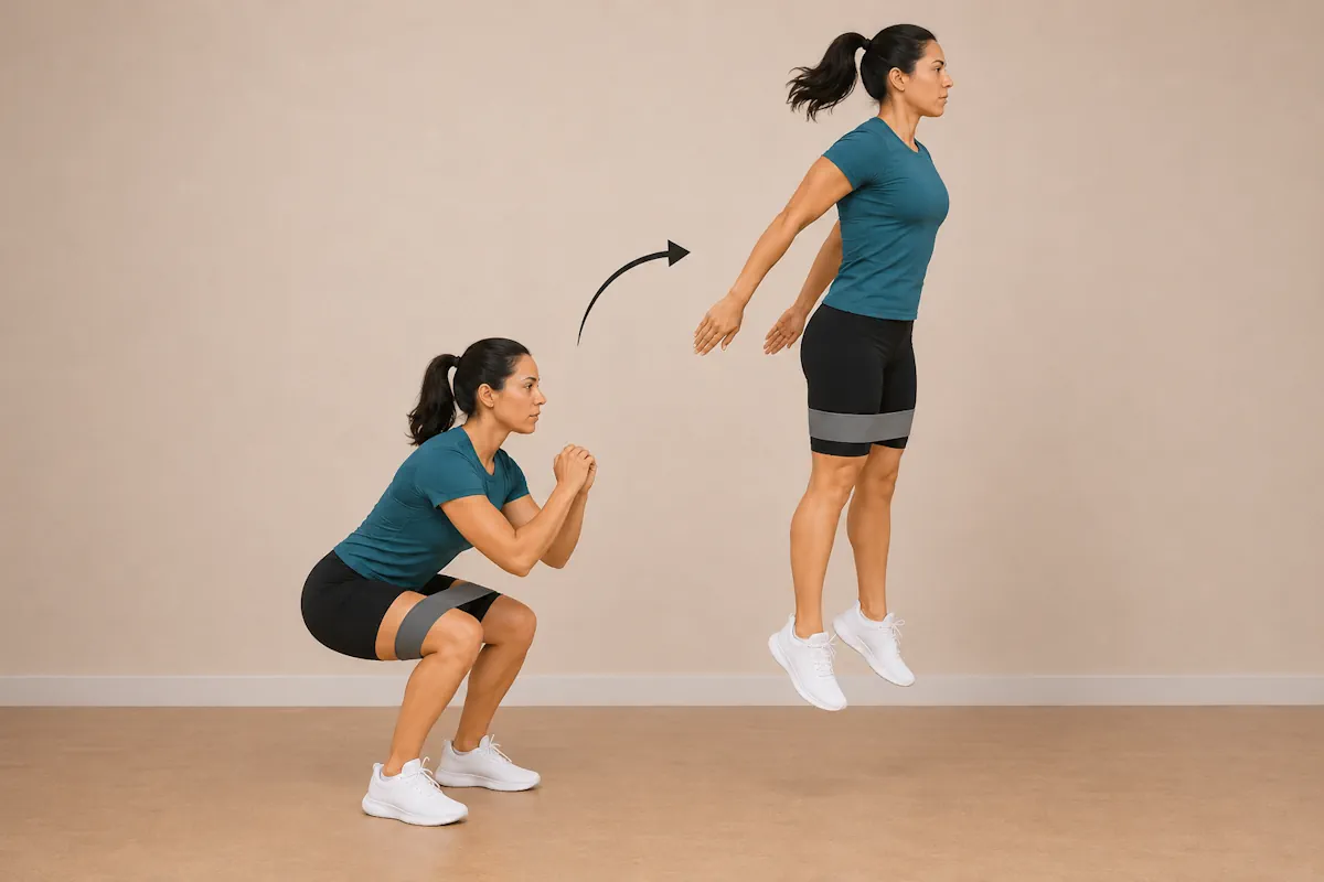 Sentadilla con salto en fase funcional