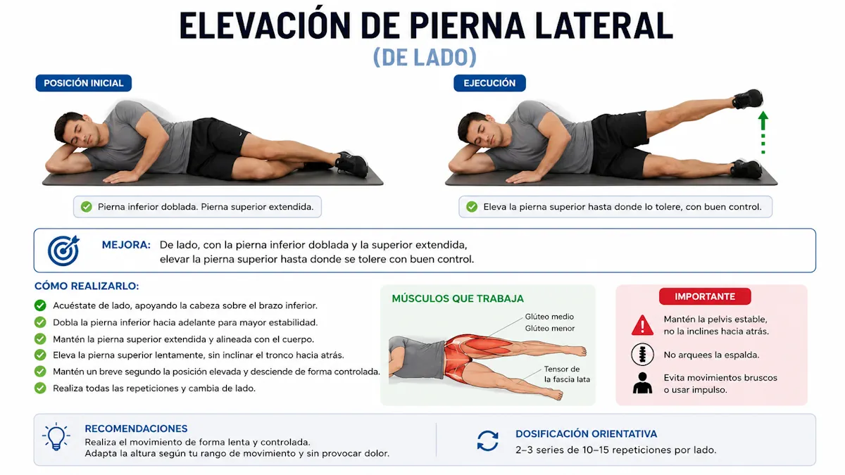 Elevación lateral de la pierna superior