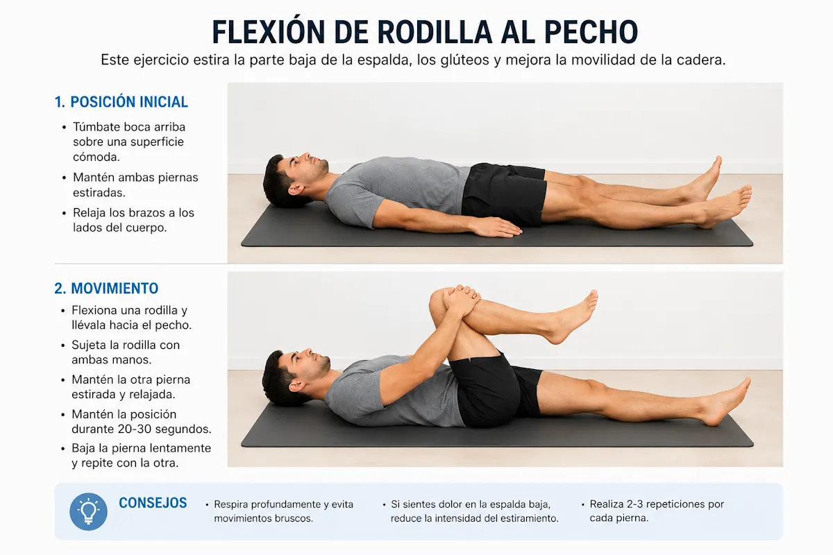 Flexión de cadera llevando una rodilla al pecho